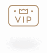 A graphic illustration featuring a gold 'VIP' badge with a crown icon. The badge is set against a dark background, and below it is a dotted circle, suggesting a spotlight effect. The design is simple and elegant.