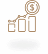 An illustration of a financial growth chart with three vertical bars representing progress. Above the tallest bar, a dollar sign is shown inside a circular outline, indicating increased monetary value. The background is dark, emphasizing the graphic.